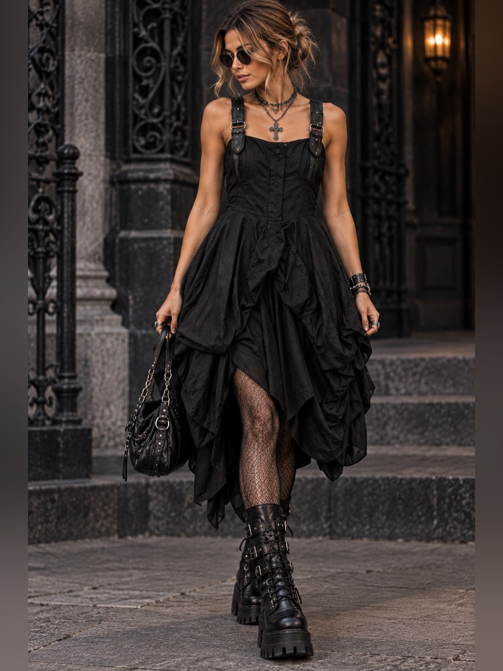 AllSaints Spitalfields Melody Dress Black Suspender Parachute Dress US 2